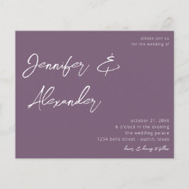 Budget Plum Lila Calligraphy Foto Wedding V2 Flyer