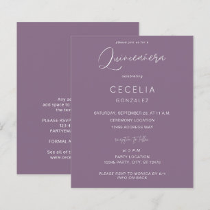 Budget Plum Lila MOD Callig Quinceanera Zeremonie