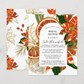 Budget Poinsettia Citrus Bridal Dusche Einladung (Vorne/Hinten)