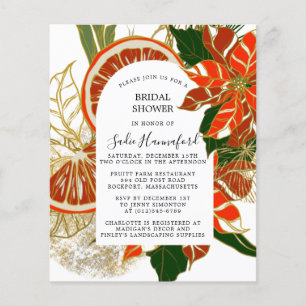 Budget Poinsettia Citrus Bridal Dusche Einladung