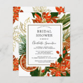 Budget Poinsettia Citrus Bridal Dusche Einladung (Vorne/Hinten)