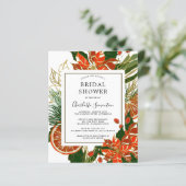 Budget Poinsettia Citrus Bridal Dusche Einladung (Stehend Vorderseite)