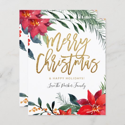 Budget Poinsettia Floral Frohe Weihnachten (Vorne/Hinten)