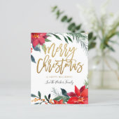 Budget Poinsettia Floral Frohe Weihnachten (Stehend Vorderseite)
