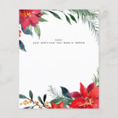 Budget Poinsettia Floral Frohe Weihnachten Flyer (Hinten)
