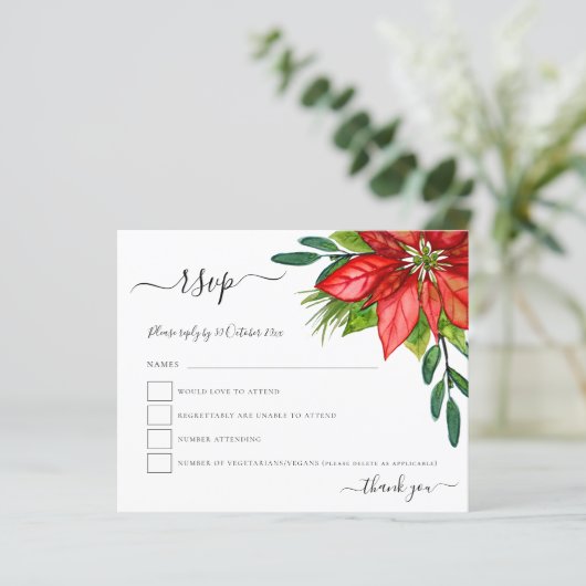 Budget Poinsettia Foliage Christmas RSVP (Stehend Vorderseite)