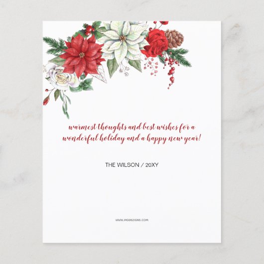 Budget Poinsettia Kranz Wir haben die Urlaubskarte (Rückseite)