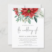 Budget Poinsettia QR Code Hochzeit Einladung (Vorderseite)