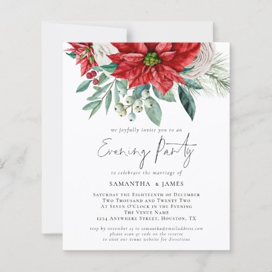 Budget Poinsettia QR Code Wedding Abend Party (Vorderseite)