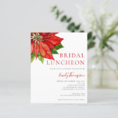 Budget Poinsettia Red Bridal Luncheon Einladung (Stehend Vorderseite)
