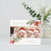 Budget Poinsettias Photo Classic Merry Christmas (Stehend Vorderseite)