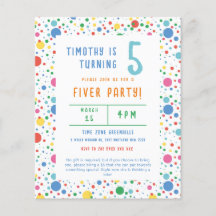 Budget Pokadot Fiver Party Geburtstag Einladung