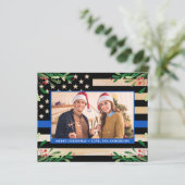 Budget Police Christmas Card Foto Thin Blue Flag (Stehend Vorderseite)