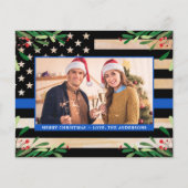 Budget Police Christmas Card Foto Thin Blue Flag (Vorderseite)