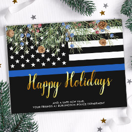 Budget Police Christmas Gold Happy Holidays Card Postkarte