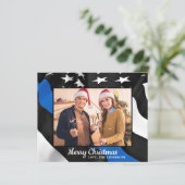 Budget Police Christmas Thin Blue Line Flaggenkart (Stehend Vorderseite)