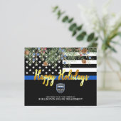 Budget Police Christmas Thin Blue Line Karten (Stehend Vorderseite)