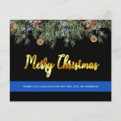 Budget Police Christmas Thin Blue Line Postkarte (Vorderseite)