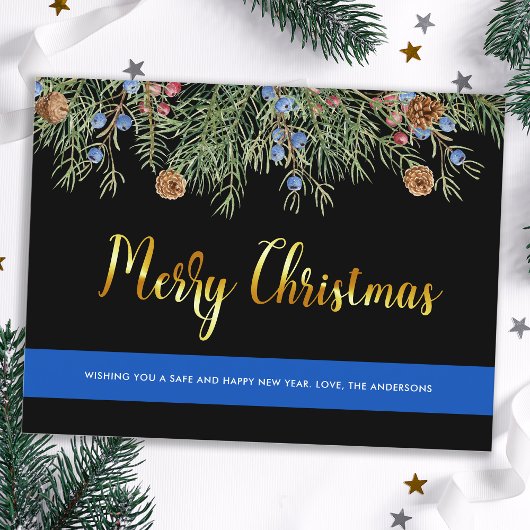 Budget Police Christmas Thin Blue Line Postkarte
