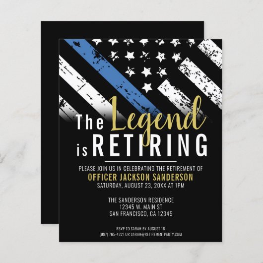 Budget Police Retirement Thin Blue Line Flag Party (Vorne/Hinten)