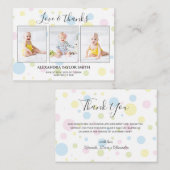 Budget polka dots Foto Baby Danke Karte (Vorne/Hinten)