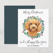 Budget Poodle Hund Elegant Frohe Weihnachtskarte (Vorne/Hinten)