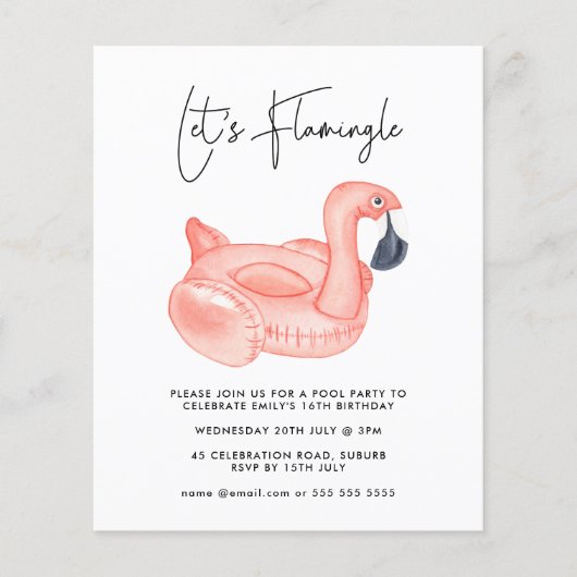 Budget Pool Party Flamingle Geburtstag (Vorderseite)