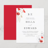 Budget Poppy Red Chic Floral Monogram Wedding (Vorne/Hinten)