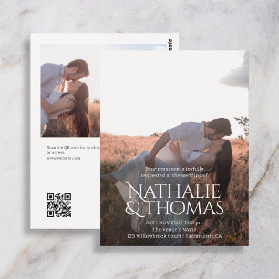 Budget Prächtig Vintage 3 Foto QR-Code Hochzeit Postkarte