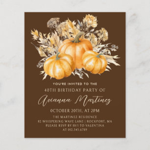 BUDGET PREISGEBEN 40. Geburtstag Rustic Boho Pumpk