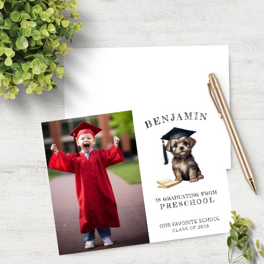 Budget Preschool Grad Ankündigung Scruffy Puppy