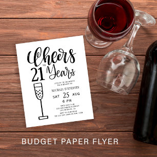 Budget Prost zum 21. Geburtstag Einladung Flyer