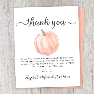 Budget Pumpkin Baby Dusche Danke Karte