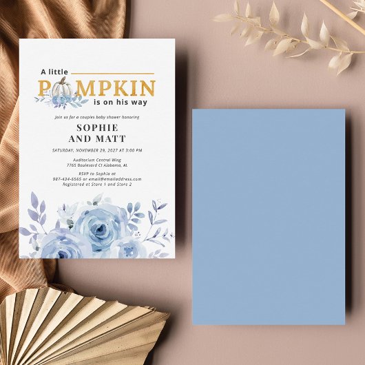 Budget Pumpkin Blue Lilac Boys Baby Dusche Mitteilungskarte