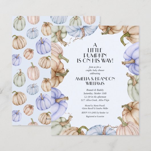 Budget Pumpkin Boy Baby Shower Einladungen (Vorne/Hinten)