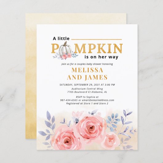 Budget Pumpkin Couples Baby Dusche Floral Lilac (Vorne/Hinten)