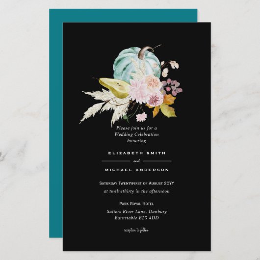 BUDGET Pumpkin FALL Erntedank Hochzeit Einladung A (Vorne/Hinten)