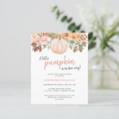 Budget Pumpkin Fall Floral Baby Dusche Einladung (Stehend Vorderseite)