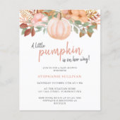 Budget Pumpkin Fall Floral Baby Dusche Einladung (Vorderseite)