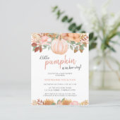 Budget Pumpkin Fall Floral Baby Dusche Einladung (Stehend Vorderseite)