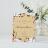 Budget Pumpkin Floral Erntedank Einladung (Stehend Vorderseite)