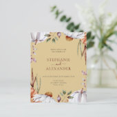 Budget Pumpkin Floral Wedding QR Code Einladung (Stehend Vorderseite)