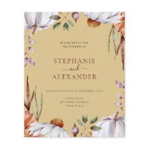 Budget Pumpkin Floral Wedding QR Code Einladung