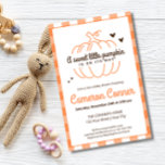 BUDGET Pumpkin Gender Neutrale Dusche Einladung Flyer<br><div class="desc">Feiern Sie die Ankunft eines süßen Kürbiss mit diesem charmanten, geschlechtsneutralen Babyduschdesign! Mit einem einfachen orangefarbenen Kürbis mit dunkelbraunen Herzen und Texten, Set vor einem gemütlichen, orangefarbenen und weißen karierten Hintergrund, ist dieses im Herbst inspirierte Thema perfekt, um ein Kind willkommen zu heißen, ob es nun ein Junge oder ein...</div>