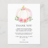 Budget Pumpkin Girl's Baby Shower Danke Karte (Vorderseite)
