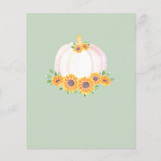 Budget Pumpkin Green Baby Dusche Einladung (Rückseite)