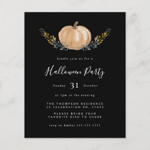 Budget Pumpkin Halloween Black Party Einladung