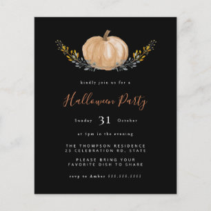 Budget Pumpkin Halloween Black Party Einladung
