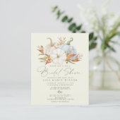 Budget Pumpkins Fall Bridal Dusche Einladung (Stehend Vorderseite)