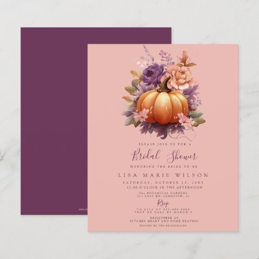 Budget Pumpkins Fall Bridal Dusche Einladungen (Vorne/Hinten)
